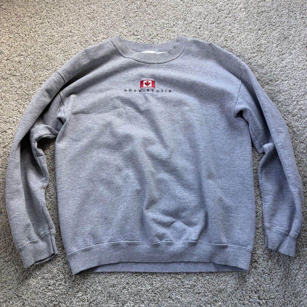 VTG Nova Scotia Canada Crewneck Sweatshirt Gray Preshrunk Ultra cotton Gildan L